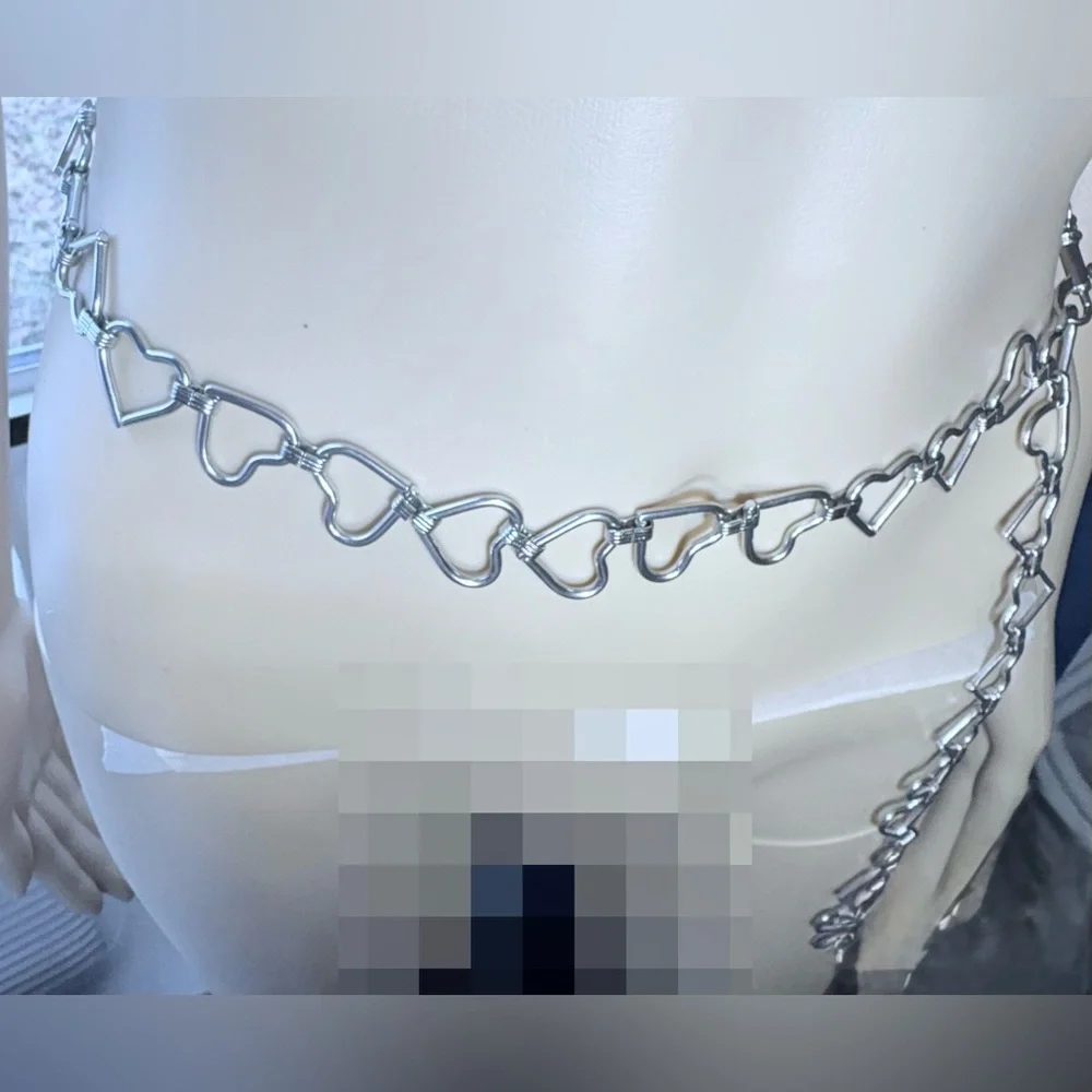 Silver Heart Chain Belt
